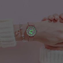Load image into Gallery viewer, Fashion Girls Quartz Watches Bracelet Set Luminous Dial Watch Women Casual Leather Female Wrist Watch Leather Band Thin Minimalist Casual Simple Dress Quartz Analog Watch
