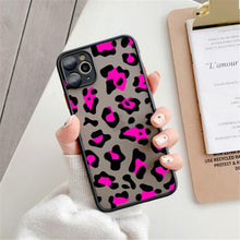 Load image into Gallery viewer, Fashion Leopard Pattern Case For iPhone 13 14 Pro MaxXS Max XR X Shockproof Cover Clear Bumper Women Girl Phone Case Cover with Black Leopard Print Designed for iPhone

