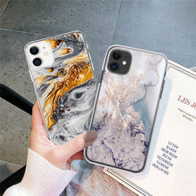 将图片加载到图库查看器，Fashion Marble Pattern Phone Case For iPhone 13 12 11 Pro Max 7 8 6 6S Plus X XR XS Max 12Mini 5 5S SE Cute Soft TPU Cover Full Body Protection with Raised Bezel
