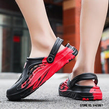 将图片加载到图库查看器，Fashion Men Sandals Summer Hole Rubber Clogs Garden Shoes Beach Flat Slippers Slip On Beach Sandals Lightweight Slippers Water Shoes
