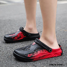 将图片加载到图库查看器，Fashion Men Sandals Summer Hole Rubber Clogs Garden Shoes Beach Flat Slippers Slip On Beach Sandals Lightweight Slippers Water Shoes
