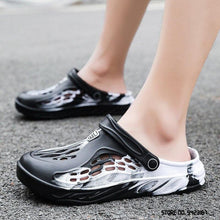 将图片加载到图库查看器，Fashion Men Sandals Summer Hole Rubber Clogs Garden Shoes Beach Flat Slippers Slip On Beach Sandals Lightweight Slippers Water Shoes
