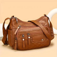 Load image into Gallery viewer, Fashion Multi Zipper Crossbody Bag, Soft Vegan Leather Shoulder Bag, Women's Multi Pockets Handbag Purse
