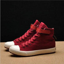 将图片加载到图库查看器，Fashion New Mens Light Breathable Canvas Casual Black White  High Top Solid Color Sneakers Shoes Vulcanized Mens Sports Walking Jogging Non Slip Athletic Sneakers
