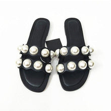 将图片加载到图库查看器，Fashion Party Dresses Shoes Pearl Sandals Flat Women Flip Flops Casual Beach Flat Slippers Dressy Flat Sandals With Pearls Slip On Summer Beach Bridal Shoes
