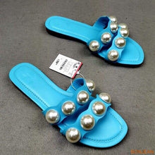 将图片加载到图库查看器，Fashion Party Dresses Shoes Pearl Sandals Flat Women Flip Flops Casual Beach Flat Slippers Dressy Flat Sandals With Pearls Slip On Summer Beach Bridal Shoes
