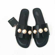 将图片加载到图库查看器，Fashion Party Dresses Shoes Pearl Sandals Flat Women Flip Flops Casual Beach Flat Slippers Dressy Flat Sandals With Pearls Slip On Summer Beach Bridal Shoes
