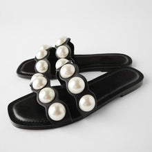 将图片加载到图库查看器，Fashion Party Dresses Shoes Pearl Sandals Flat Women Flip Flops Casual Beach Flat Slippers Dressy Flat Sandals With Pearls Slip On Summer Beach Bridal Shoes
