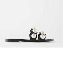 将图片加载到图库查看器，Fashion Party Dresses Shoes Pearl Sandals Flat Women Flip Flops Casual Beach Flat Slippers Dressy Flat Sandals With Pearls Slip On Summer Beach Bridal Shoes
