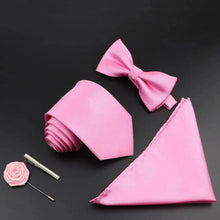 将图片加载到图库查看器，Fashion Red Business Necktie Matching Bowtie Flower Vintage Design Set For Men Self-Tie Bow Tie And Pocket Square Classic Business Tuxedo Wedding Bowties Handkerchief Set Men Necktie And Pocket Square Set
