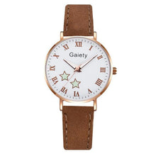 将图片加载到图库查看器，Fashion Set Watch Casual All-Match Leather Strap Student Watch Luminous Five-Pointed Star Dial Childrens Luminous Watch Women Casual Leather Female Wrist Watch Leather Band Quartz Watch
