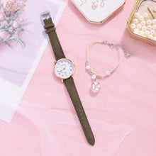 将图片加载到图库查看器，Fashion Set Watch Casual All-Match Leather Strap Student Watch Luminous Five-Pointed Star Dial Childrens Luminous Watch Women Casual Leather Female Wrist Watch Leather Band Quartz Watch
