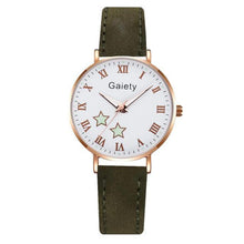 将图片加载到图库查看器，Fashion Set Watch Casual All-Match Leather Strap Student Watch Luminous Five-Pointed Star Dial Childrens Luminous Watch Women Casual Leather Female Wrist Watch Leather Band Quartz Watch
