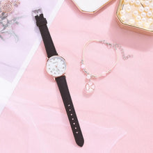 将图片加载到图库查看器，Fashion Set Watch Casual All-Match Leather Strap Student Watch Luminous Five-Pointed Star Dial Childrens Luminous Watch Women Casual Leather Female Wrist Watch Leather Band Quartz Watch
