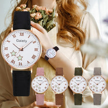 将图片加载到图库查看器，Fashion Set Watch Casual All-Match Leather Strap Student Watch Luminous Five-Pointed Star Dial Childrens Luminous Watch Women Casual Leather Female Wrist Watch Leather Band Quartz Watch
