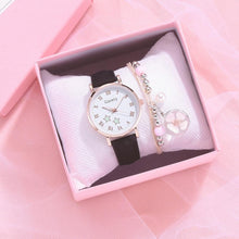将图片加载到图库查看器，Fashion Set Watch Casual All-Match Leather Strap Student Watch Luminous Five-Pointed Star Dial Childrens Luminous Watch Women Casual Leather Female Wrist Watch Leather Band Quartz Watch
