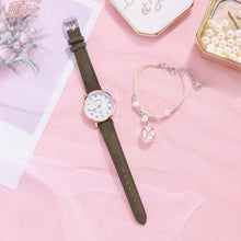 将图片加载到图库查看器，Fashion Set Watch Casual All-Match Leather Strap Student Watch Luminous Five-Pointed Star Dial Childrens Luminous Watch Women Casual Leather Female Wrist Watch Leather Band Quartz Watch
