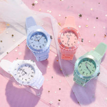将图片加载到图库查看器，Fashion Silicone Women Watches Simple Sport Quartz Wristwatches Fresh Children Clock Casual Quartz Wristwatch Silicone Band Watch For Women Girls Student Watches
