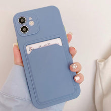 Load image into Gallery viewer, Fashion Sleek Phone Case For Iphone 11 Cases Card Slot Silicon Iphone 13 Pro Max 12 13 Mini Covers Elegant Simple Ultra-thin Back Mobile Phone Case with Card Holder
