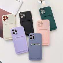 Load image into Gallery viewer, Fashion Sleek Phone Case For Iphone 11 Cases Card Slot Silicon Iphone 13 Pro Max 12 13 Mini Covers Elegant Simple Ultra-thin Back Mobile Phone Case with Card Holder
