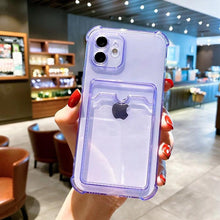 Load image into Gallery viewer, Fashion Sleek Phone Case For Iphone 11 Cases Card Slot Silicon Iphone 13 Pro Max 12 13 Mini Covers Elegant Simple Ultra-thin Back Mobile Phone Case with Card Holder

