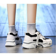 Load image into Gallery viewer, Fashion Spring Reflective Women Sneakers Lace Up Chunky Sneakers Mixed Color Women's Lightweight Casual Everyday Walking Fashion Chunky Sneakers
