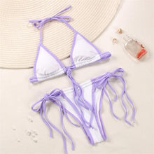 将图片加载到图库查看器，Fashion Swimwear Women Bikini Sets Women Lace Up Two Piece String Bikinis Beach Swimsuit Triangle Bathing Suit Side Tie Swimwear String Swimming Suit For Women Bathing Suit Micro Halter String Triangle Bikini

