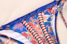 将图片加载到图库查看器，Fashion Swimwear Women Bikini Sets Women Lace Up Two Piece String Bikinis Beach Swimsuit Triangle Bathing Suit Side Tie Swimwear String Swimming Suit For Women Bathing Suit Micro Halter String Triangle Bikini
