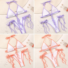 将图片加载到图库查看器，Fashion Swimwear Women Bikini Sets Women Lace Up Two Piece String Bikinis Beach Swimsuit Triangle Bathing Suit Side Tie Swimwear String Swimming Suit For Women Bathing Suit Micro Halter String Triangle Bikini
