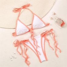 将图片加载到图库查看器，Fashion Swimwear Women Bikini Sets Women Lace Up Two Piece String Bikinis Beach Swimsuit Triangle Bathing Suit Side Tie Swimwear String Swimming Suit For Women Bathing Suit Micro Halter String Triangle Bikini
