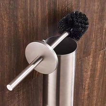 将图片加载到图库查看器，Fashion Toilet Cleaning Brush Holder Sets Wall Mount Stainless Steel Bathroom Accessories Hardware Black Chrome Toilet Bowl Brush with Stainless Steel Handle Durable Bristles Deep Cleaning Compact Bathroom Brush Save Space Good Grip Anti-Drip
