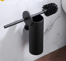 将图片加载到图库查看器，Fashion Toilet Cleaning Brush Holder Sets Wall Mount Stainless Steel Bathroom Accessories Hardware Black Chrome Toilet Bowl Brush with Stainless Steel Handle Durable Bristles Deep Cleaning Compact Bathroom Brush Save Space Good Grip Anti-Drip
