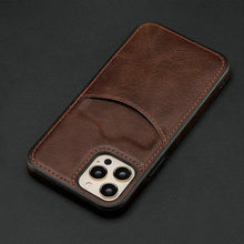 将图片加载到图库查看器，Fashion Wallet Card Holder Back Cover For iPhone 13 Pro Max 12 Mini 11 Xr X Xs 14 Pro Max Luxury PU Leather Case Genuine Leather iPhone Cover For Men Stylish Slim Design
