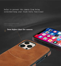 将图片加载到图库查看器，Fashion Wallet Card Holder Back Cover For iPhone 13 Pro Max 12 Mini 11 Xr X Xs 14 Pro Max Luxury PU Leather Case Genuine Leather iPhone Cover For Men Stylish Slim Design
