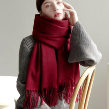 将图片加载到图库查看器，Fashion Winter Soft Wool Scarf Thickening Cashmere Lightweight Scarves Elegant Scarves Cashmere Escharpe Scarfs Lightweight Shawls Hijabs Shawls Scarves Warm Warps For Women
