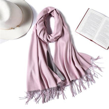 Load image into Gallery viewer, Fashion Winter Solid Soft Scarf Cashmere Lightweight Scarves Shawls Cashmere Escharpe Scarfs Lightweight Shawls Hijabs Shawls Escharpe Elegant Wrap Blanket Bandana Tassel For Lady
