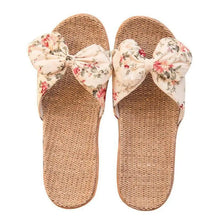 Load image into Gallery viewer, Fashion Woman Beach Floral Pattern Butterfly Knot Slippers Unique Flat Flip Flops Design For Women Outdoor Home Slippers
