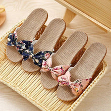 Load image into Gallery viewer, Fashion Woman Beach Floral Pattern Butterfly Knot Slippers Unique Flat Flip Flops Design For Women Outdoor Home Slippers
