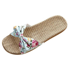 Load image into Gallery viewer, Fashion Woman Beach Floral Pattern Butterfly Knot Slippers Unique Flat Flip Flops Design For Women Outdoor Home Slippers
