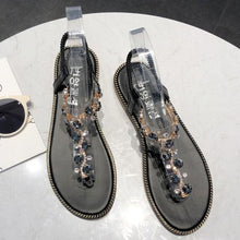 将图片加载到图库查看器，Fashion Women Sandals Luxury Design Beach Sandals Platform Ladies Shoes Light Breathable Rhinestone Sandals Women's Flat Sandals Flip Flop Jeweled Sandals
