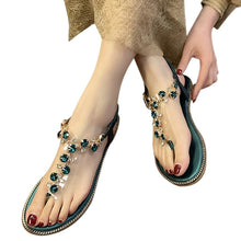将图片加载到图库查看器，Fashion Women Sandals Luxury Design Beach Sandals Platform Ladies Shoes Light Breathable Rhinestone Sandals Women's Flat Sandals Flip Flop Jeweled Sandals
