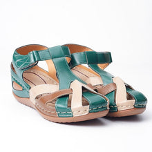 Load image into Gallery viewer, Fashion Women Sandals Waterproo Slip On Round Slippers Casual Comfortable Outdoor Fashion Summer Shoes Women Retro Leather Arch Support Comfy Round Toe Sandals Toe Protection Design For Women Girls
