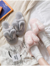 将图片加载到图库查看器，Fashion Women Slippers Winter Warm Fur Shoes Men Couples Cute Rabbit Ears Soft Sole Home Indoor Plush Winter Warm Memory Foam Cotton Home Slippers Soft Plush Fleece Slip On House Slippers

