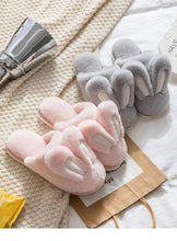将图片加载到图库查看器，Fashion Women Slippers Winter Warm Fur Shoes Men Couples Cute Rabbit Ears Soft Sole Home Indoor Plush Winter Warm Memory Foam Cotton Home Slippers Soft Plush Fleece Slip On House Slippers
