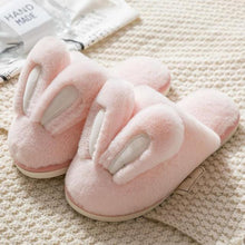 将图片加载到图库查看器，Fashion Women Slippers Winter Warm Fur Shoes Men Couples Cute Rabbit Ears Soft Sole Home Indoor Plush Winter Warm Memory Foam Cotton Home Slippers Soft Plush Fleece Slip On House Slippers
