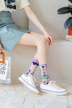 Load image into Gallery viewer, Fashion Women Socks New Spring Summer Mesh Thin Long Printed Socks Women Casual Breathable Fresh Flower Socks Korea Style Color Thin Socks For Women
