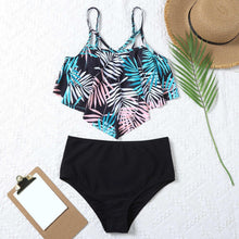 Load image into Gallery viewer, Fashionable And Stylish Design Women Leaf Print Soft Comfortable Suitable High Waist Swimsuit Bikini Women's Suits Two Pieces Top High Waist Bottom Two Piece Sets Beach Swimwear
