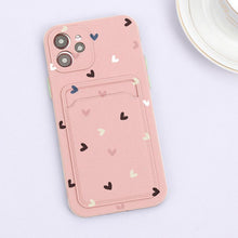 将图片加载到图库查看器，Fashionable Anti-Scratch Soft Lining Protective Case For iPhone Cases Card Holder Cute Flower Heart Phone Case For iPhone 12 13 Mini Pro Beautiful Design  Soft Iphone Case
