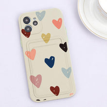 将图片加载到图库查看器，Fashionable Anti-Scratch Soft Lining Protective Case For iPhone Cases Card Holder Cute Flower Heart Phone Case For iPhone 12 13 Mini Pro Beautiful Design  Soft Iphone Case
