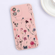 将图片加载到图库查看器，Fashionable Anti-Scratch Soft Lining Protective Case For iPhone Cases Card Holder Cute Flower Heart Phone Case For iPhone 12 13 Mini Pro Beautiful Design  Soft Iphone Case

